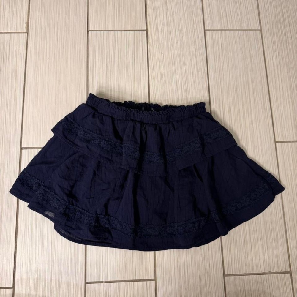 Navy Layered Skirt Lace Trim 100% cotton